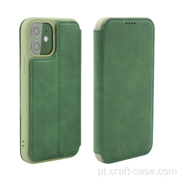 Capa flip vintage de couro para Galaxy S21